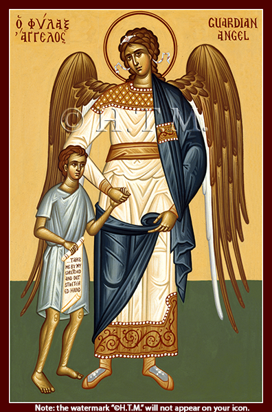Guardian Angel with Boy lithographed print (wallet size)