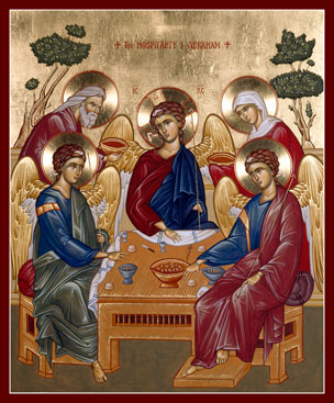Hospitality of Abraham lithographed print