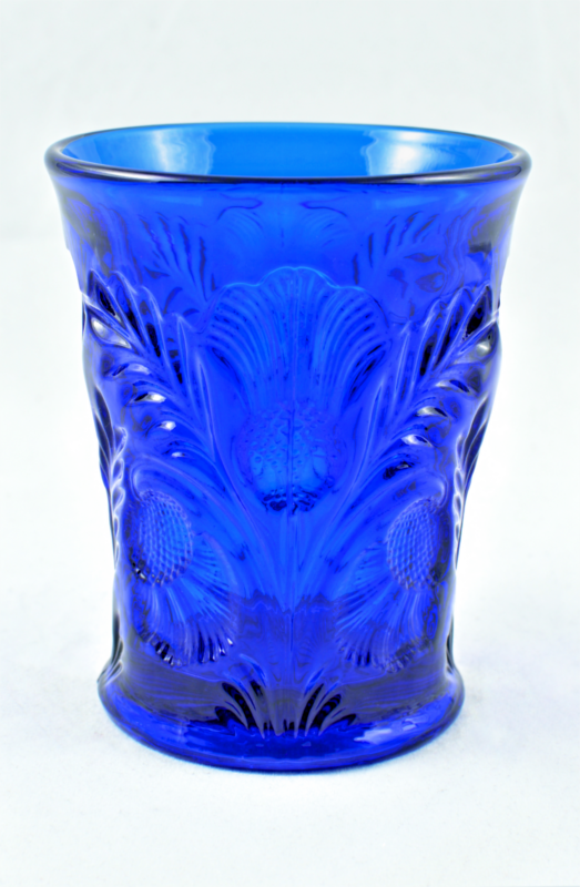 Cobalt Blue Thistle glass-8 oz